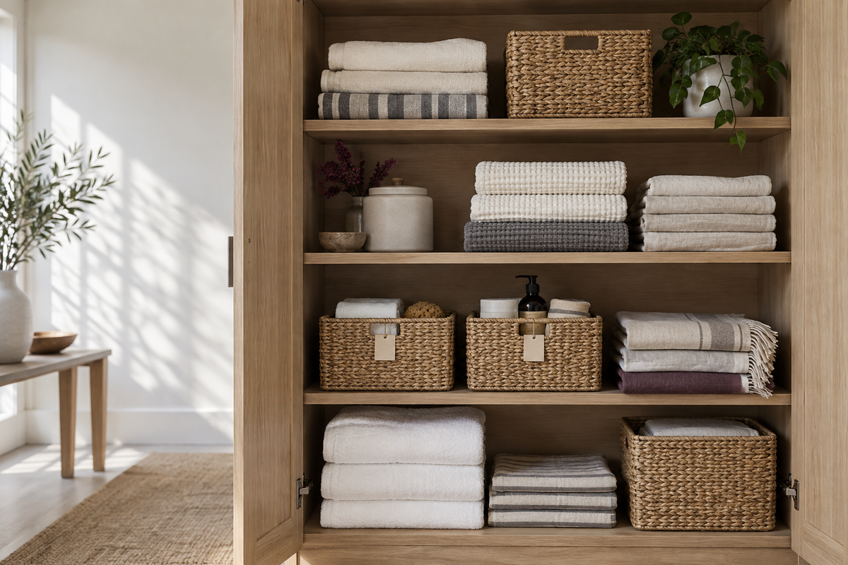 Thoughtfully organized linen storage
