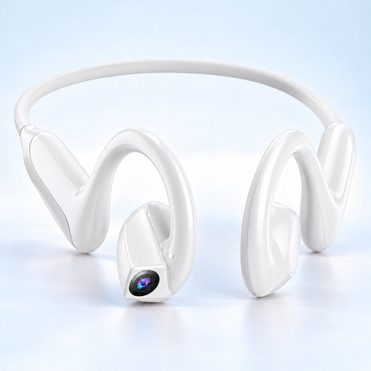 White EaseTiny E900 camera open-ear headset
